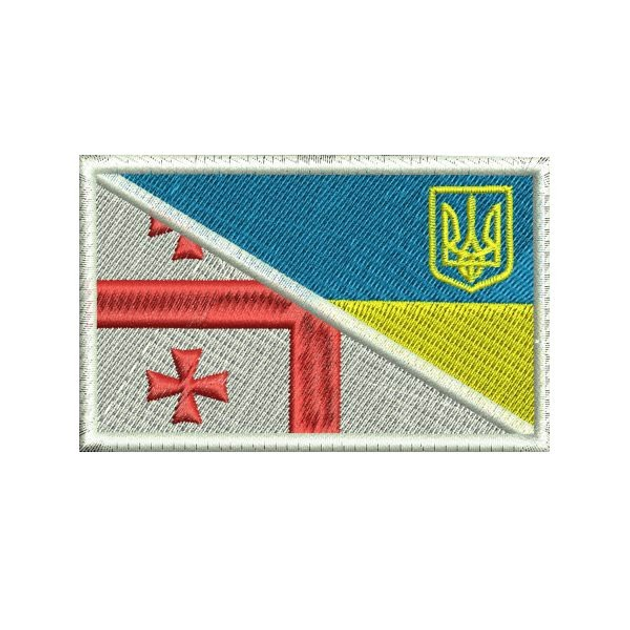 Шеврон на липучці (велкро) Прапор Грузія-Україна 8х5 см Білий 5014 - изображение 1