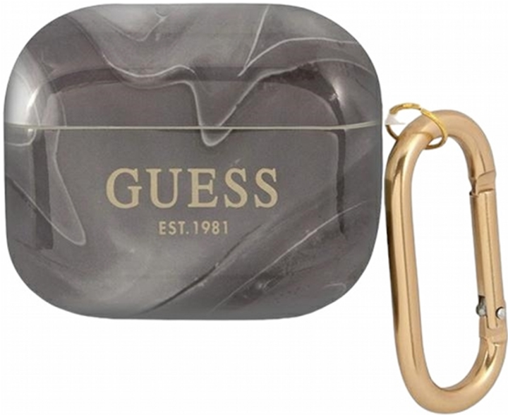 Etui CG Mobile Guess Marble Collection do AirPods 3 Czarny (3666339010164) - obraz 1