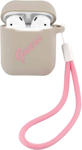 Etui CG Mobile Guess Silicone Vintage do AirPods 1 / 2 Szaro-różowy (3700740495490) - obraz 1