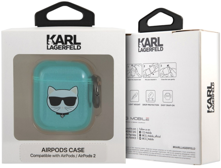 Etui CG Mobile Karl Lagerfeld Choupette do AirPods 1 / 2 Niebieski (3666339009250) - obraz 3