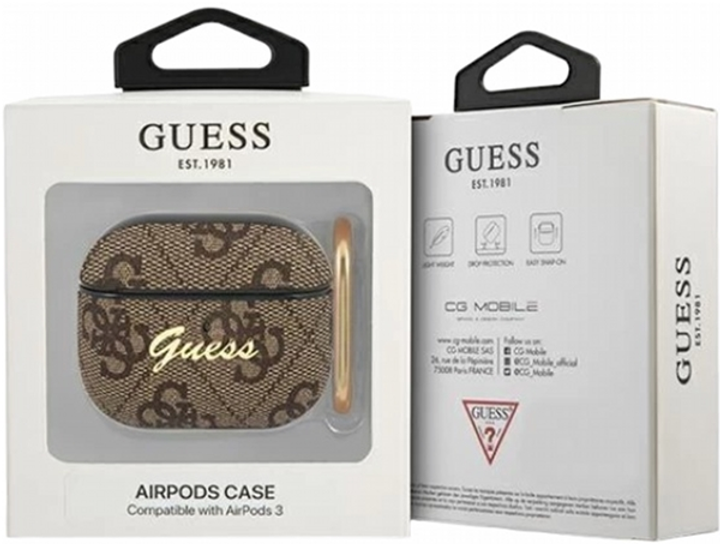 Etui CG Mobile Guess 4G Script Metal Collection do AirPods 3 Brązowy (3666339009748) - obraz 2