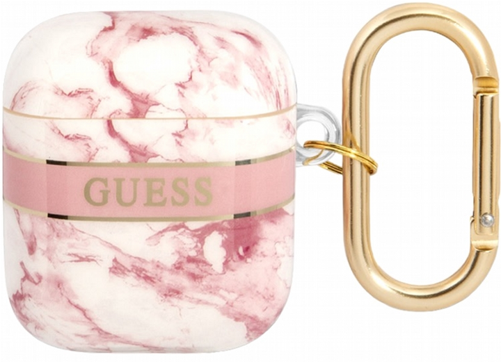 Etui CG Mobile Guess Marble Strap Collection GUA2HCHMAP do AirPods 1 / 2 Różowy (3666339047191) - obraz 1