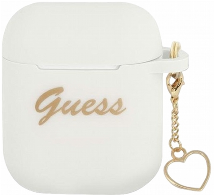 Etui CG Mobile Guess Silicone Charm Heart Collection GUA2LSCHSH do AirPods 1 / 2 Biały (3666339039127) - obraz 1