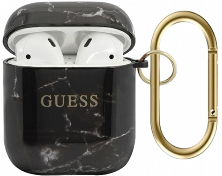 Etui CG Mobile Guess Marble Collection GUACA2TPUMABK do AirPods 1 / 2 Czarny (3700740485514) - obraz 1