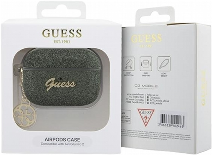 Etui CG Mobile Guess Glitter Flake 4G Charm GUAP2GLGSHA do AirPods Pro 2 Zielony (3666339110970) - obraz 2