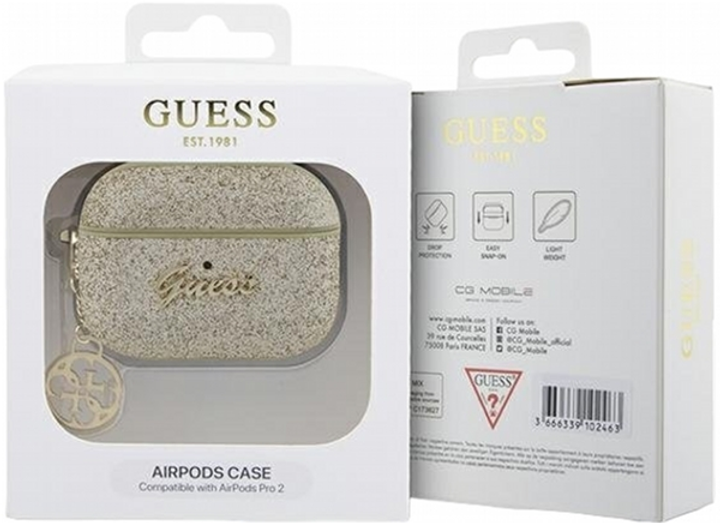 Etui CG Mobile Guess Glitter Flake 4G Charm GUAP2GLGSHD do AirPods Pro 2 Złoty (3666339110963) - obraz 2