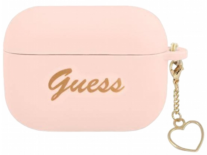 Etui CG Mobile Guess Silicone Charm Heart Collection GUAPLSCHSP do AirPods Pro Różowy (3666339039011) - obraz 1