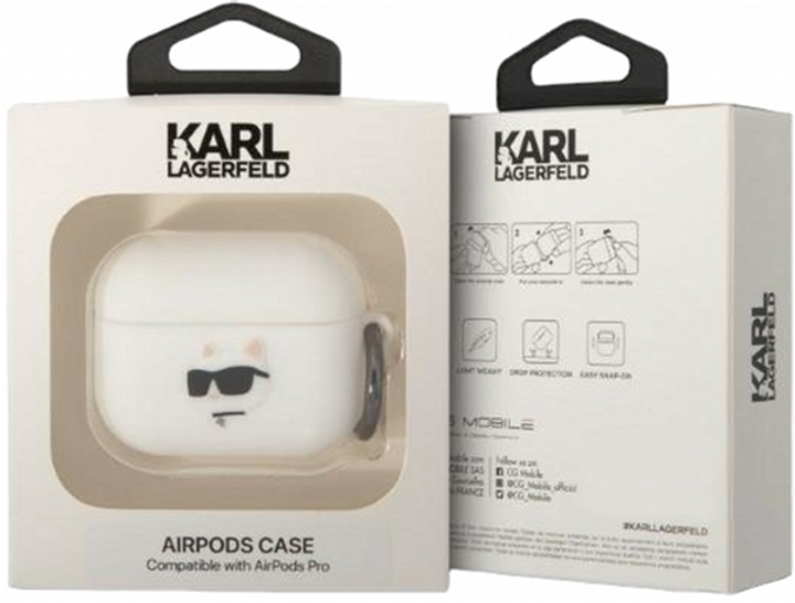 Чохол CG Mobile Karl Lagerfeld Silicone Choupette Head 3D KLAPRUNCHH для AirPods Pro White (3666339087937) - зображення 3