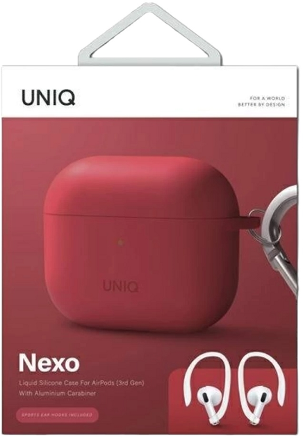 Чохол + тримачі Uniq Nexo Silicone для AirPods 3 Coral (8886463679562) - зображення 2