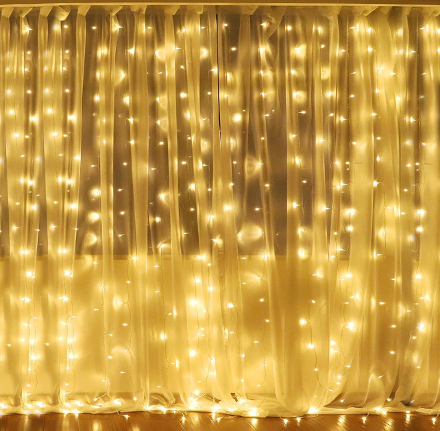 Светодиодная гирлянда штора 480 LED, 3x3м, 220В, прозрачный провод, 8 ...
