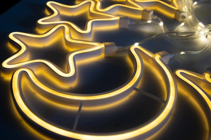 Светодиодная гирлянда штора Звезда Луна 9 шт LED 3х0.8 м - изображение 8