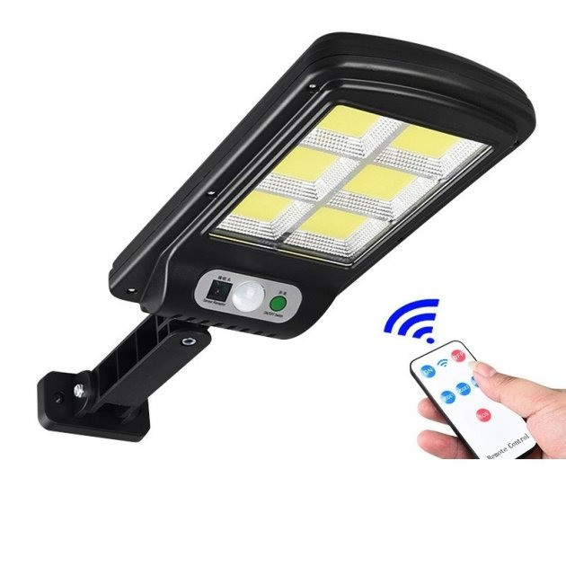 Вуличний ліхтар із сонячною панеллю Solar Street Light BL BK 120-6COB з датчиком руху та пультом Чорний - зображення 1