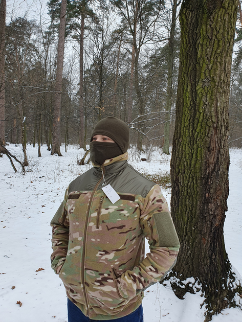 Кофта армійська з флісу для ЗСУ з накладками на плечах та ліктях 50 розміру кольору мультикам 2744 - зображення 1