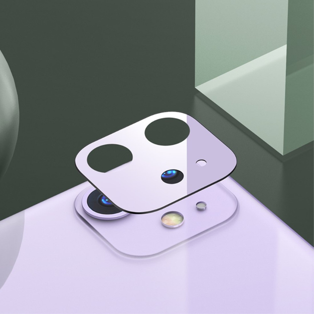 Zestaw szkieł hartowanych USAMS Camera Lens Glass do aparatu iPhone 11 metal ring purpurowy (6958444989761) - obraz 1