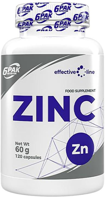 Дієтична добавка 6PAK Nutrition Effective line Zinc 120 капсул (5902114044015) - зображення 1