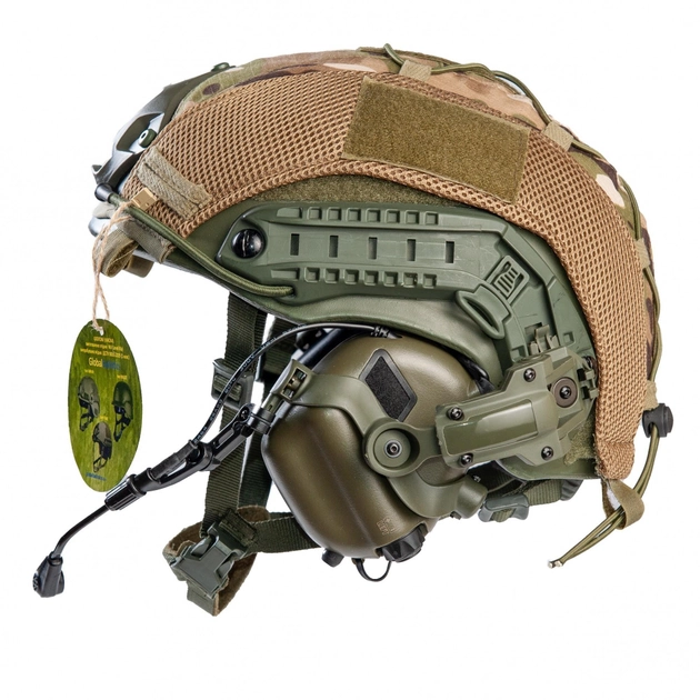 Комплект наушники Earmor M32H с креплением "чебурашка" и каска - шлем тактический Fast в кавере пиксель, защитный, пуленепробиваемый, кевларовый, защита по NATO - NIJ IIIa (ДСТУ кл.1), размер M-L - изображение 1