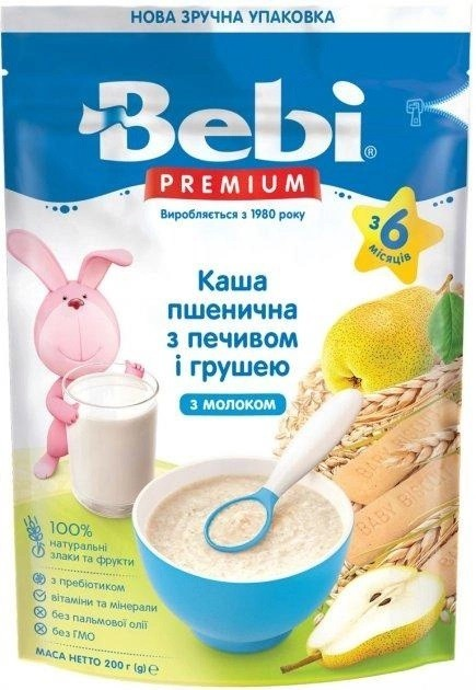 Каша молочна Bebi Пшенична з печивом та грушею з 6 місяців 200 г - зображення 1