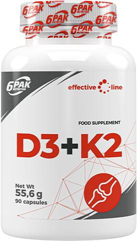 Дієтична добавка 6PAK Nutrition Effective line D3 + K2 90 капсул (5902811815802) - зображення 1