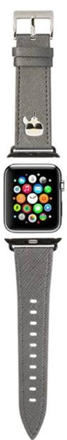 Pasek Karl Lagerfeld Saffiano Karl Heads KLAWMOKHG do Apple Watch Series 1/2/3/4/5/6/7/SE 38-41 mm Srebrny (3666339033736) - obraz 1