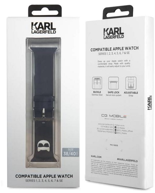 Ремінець Karl Lagerfeld Silicone Choupette Heads KLAWMSLCK для Apple Watch Series 1/2/3/4/5/6/7/SE 38-41 мм Black (3666339031664) - зображення 4