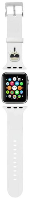 Pasek Karl Lagerfeld Silicone Karl Heads KLAWMSLKW do Apple Watch Series 1/2/3/4/5/6/7/SE 38-41 mm Biały (3666339031640) - obraz 1