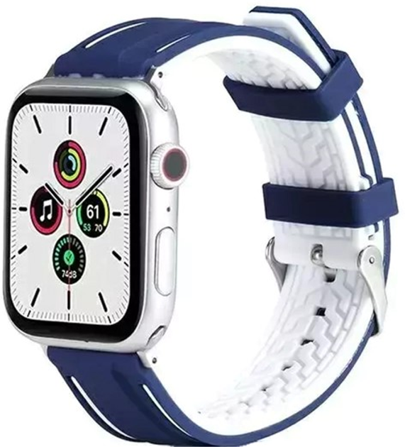 Ремінець Beline Solid Silicone для Apple Watch Series 1/2/3/4/5/6/7/8/SE 38-41 мм Navy-white (5904422910327) - зображення 1