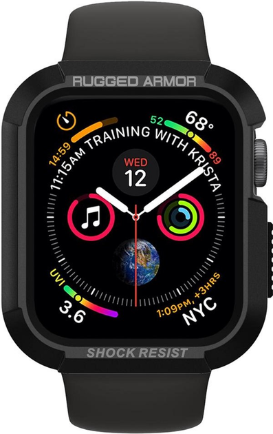 Чохол Spigen Rugged Armor 062CS24469 для Apple Watch Series 4/5/6/7/8/9/SE/SE2 44-45 мм Black (8809613760354) - зображення 3