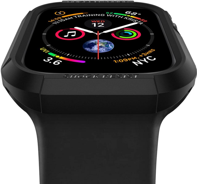 Чохол Spigen Rugged Armor 062CS24469 для Apple Watch Series 4/5/6/7/8/9/SE/SE2 44-45 мм Black (8809613760354) - зображення 5