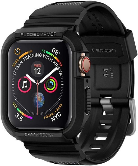 Ремінець з чохлом Spigen Rugged Armor Pro 062CS25324 для Apple Watch Series 4/5/6/7/8/9/SE/SE2 44-45 мм Black (8809613768060) - зображення 1