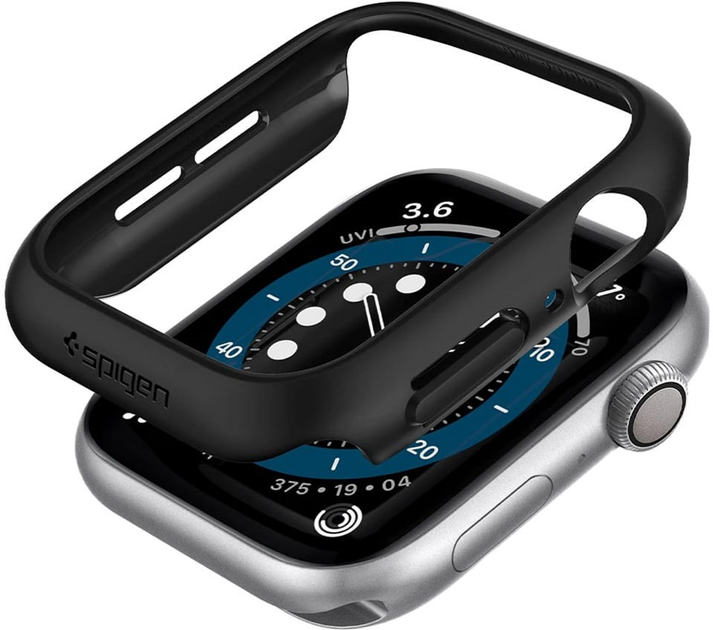 Pasek Spigen Thin Fit 062CS24474 do Apple Watch Series 4/5/6/7/SE 44-45 mm Czarny (8809613760408) - obraz 1