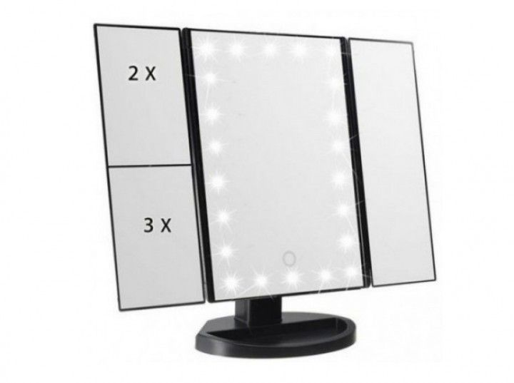 Косметическое складное зеркало тройное Led Mirror с LED подсветкой ...