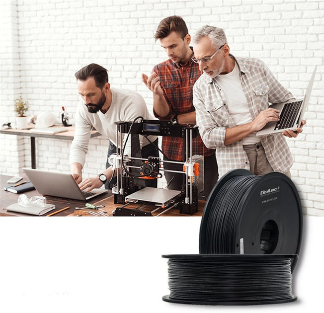 Професійна філаментна нитка для 3D-друку Qoltec ABS PRO 1.75 мм 1 кг Black (5901878506777) - зображення 5