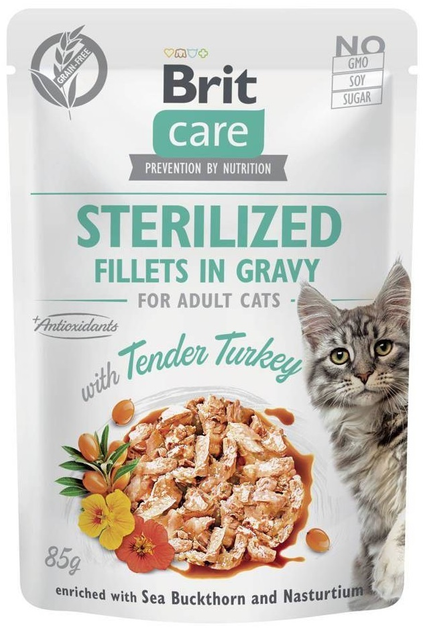 Mokra karma Brit Care Cat Sterilized Tender Turkey Pouch w sosie delikatny indyk dla sterylizowanych kotów 85 g (8595602565306) - obraz 1