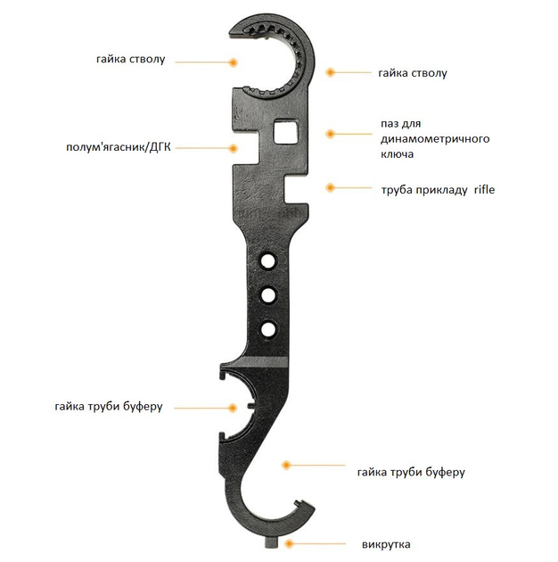 Многофункциональный ключ для обслуживания и ремонта AR15/AR308. Модель 1 - изображение 2