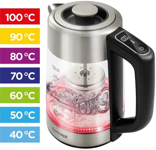 Czajnik elektryczny Concept RK4190 1,7 l przezroczysty (8595631029596) - obraz 9