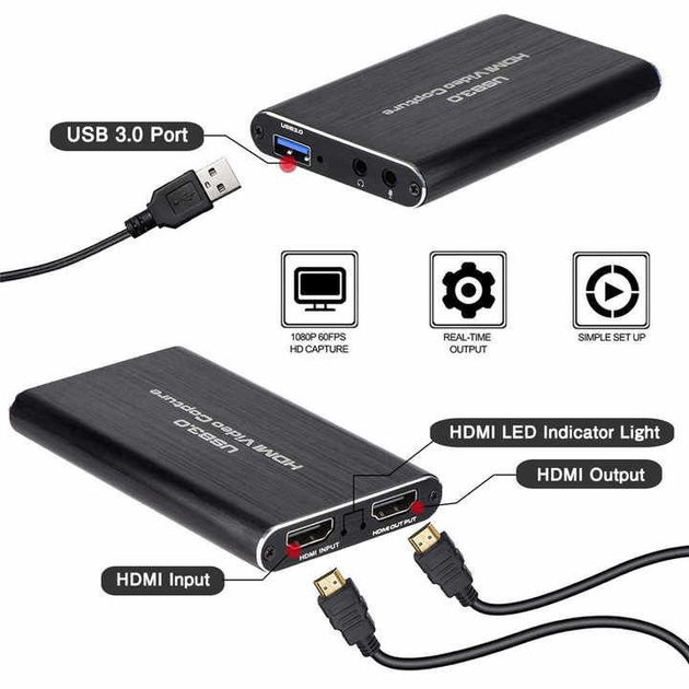 Внешняя карта видеозахвата 4K HDMI в USB 3.0 Blue с микрофонным входом и выходом на наушники, устройство видео оцифровки ( 4K HDMI Video Capture USB3.0 AY02 ) - изображение 10