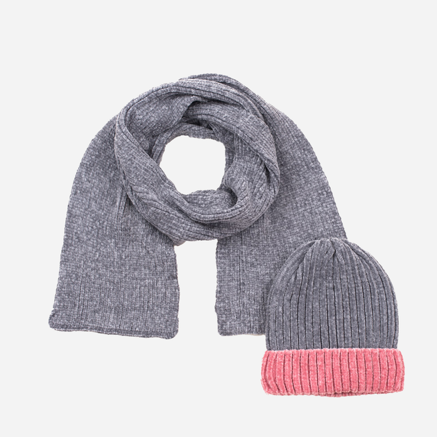 Комплект жіночий шапка + шарф Art Of Polo cz19375 One Size Сірий/Світло-рожевий (5902021128761) - зображення 1