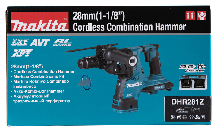 Перфоратор акумуляторний Makita DHR281Z (LXT, 2.8 Дж, SDS-PLUS, AVT, без акумуляторів та зарядного пристрою) - зображення 8
