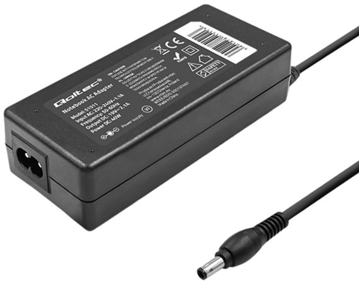 Zasilacz Qoltec do laptopów Samsung 40W 19V 2.1A 5.5x3.0 mm+pin + kabel zasilający 1.35 m (5901878515113) - obraz 2