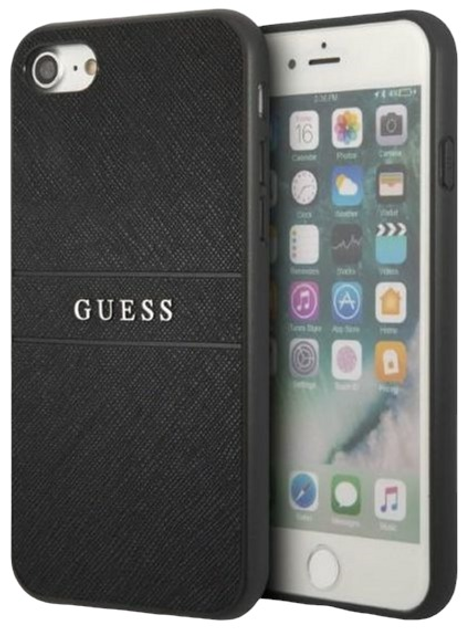 Панель Guess Saffiano Stripe для Apple iPhone 7/8/SE 2020/SE 2022 Чорний (3666339050191) - зображення 1