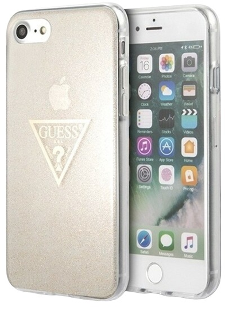 Панель Guess Glitter Triangle для Apple iPhone 7/8/SE 2020/SE 2022 Золота (3700740458518) - зображення 1