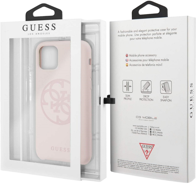 Etui Guess Silicone 4G Tone On Tone do Apple iPhone 11 Pro Light Pink (3700740463642) - obraz 3