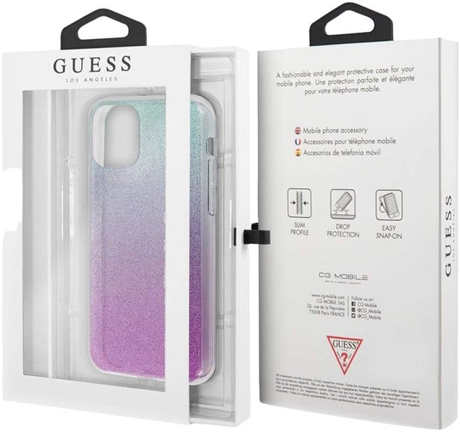 Etui Guess Glitter Gradient do Apple iPhone 11 Pro Max Pink-Blue (3700740469224) - obraz 5