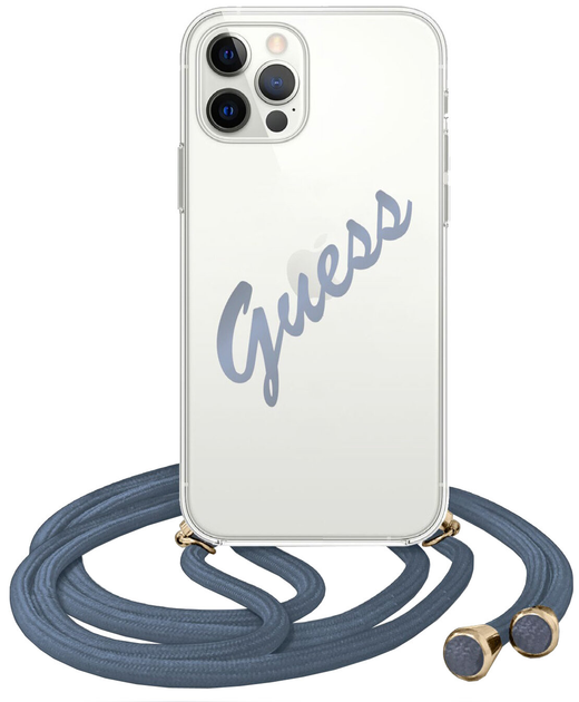 Панель Guess Script Vintage для Apple iPhone 12/12 Pro Синій (3700740495407) - зображення 1