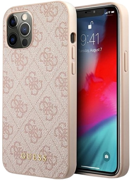 Панель Guess 4G Metal Gold Logo для Apple iPhone 12/12 Pro Рожевий (3666339005085) - зображення 1