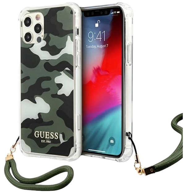 Панель Guess Camo Collection для Apple iPhone 12/12 Pro Хакі (3666339004095) - зображення 1