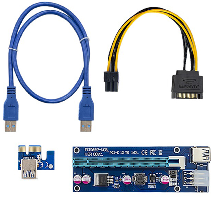 Райзер Qoltec PCI-E 1x - 16x USB 3.0 ver 007c SATA PCI-E 6pin (55501) - зображення 3