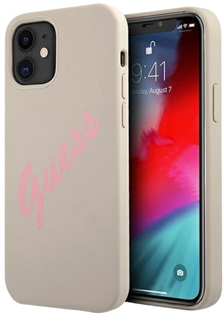 Панель Guess Silicone Vintage для Apple iPhone 12 mini Сіро-рожева (3700740495247) - зображення 1