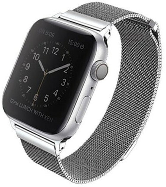 Pasek Uniq Dante Stainless Steel do Apple Watch Series 1/2/3/4/5/6/7/8/SE/SE2 38-41 mm Srebrny (8886463669686) - obraz 1