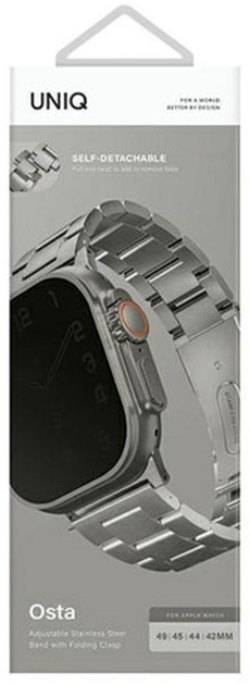 Ремінець Uniq Osta Stainless Steel для Apple Watch Series 1/2/3/4/5/6/7/8/SE/SE2/Ultra 42-49 мм Titanium Silver (8886463684641) - зображення 4